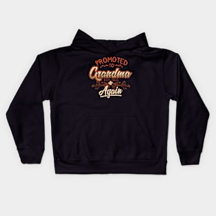 Promoted To Again Grandma Second Baby Reveal Granma design Kids Hoodie